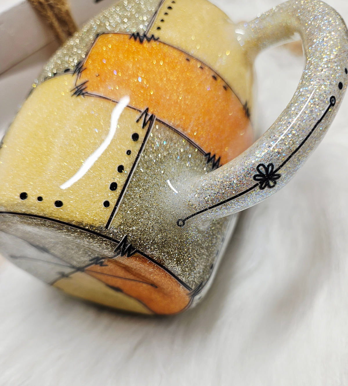 Highland Leopard Patchwork 14oz stainless coffee mug with lid