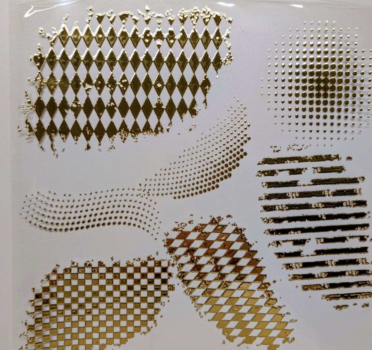 #140 Metallic Harlequin and Dots patches
