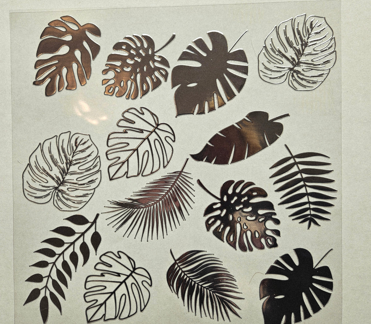 #31 Metallic UV DTF-Tropical Leaves- available in Gold and Holo Green