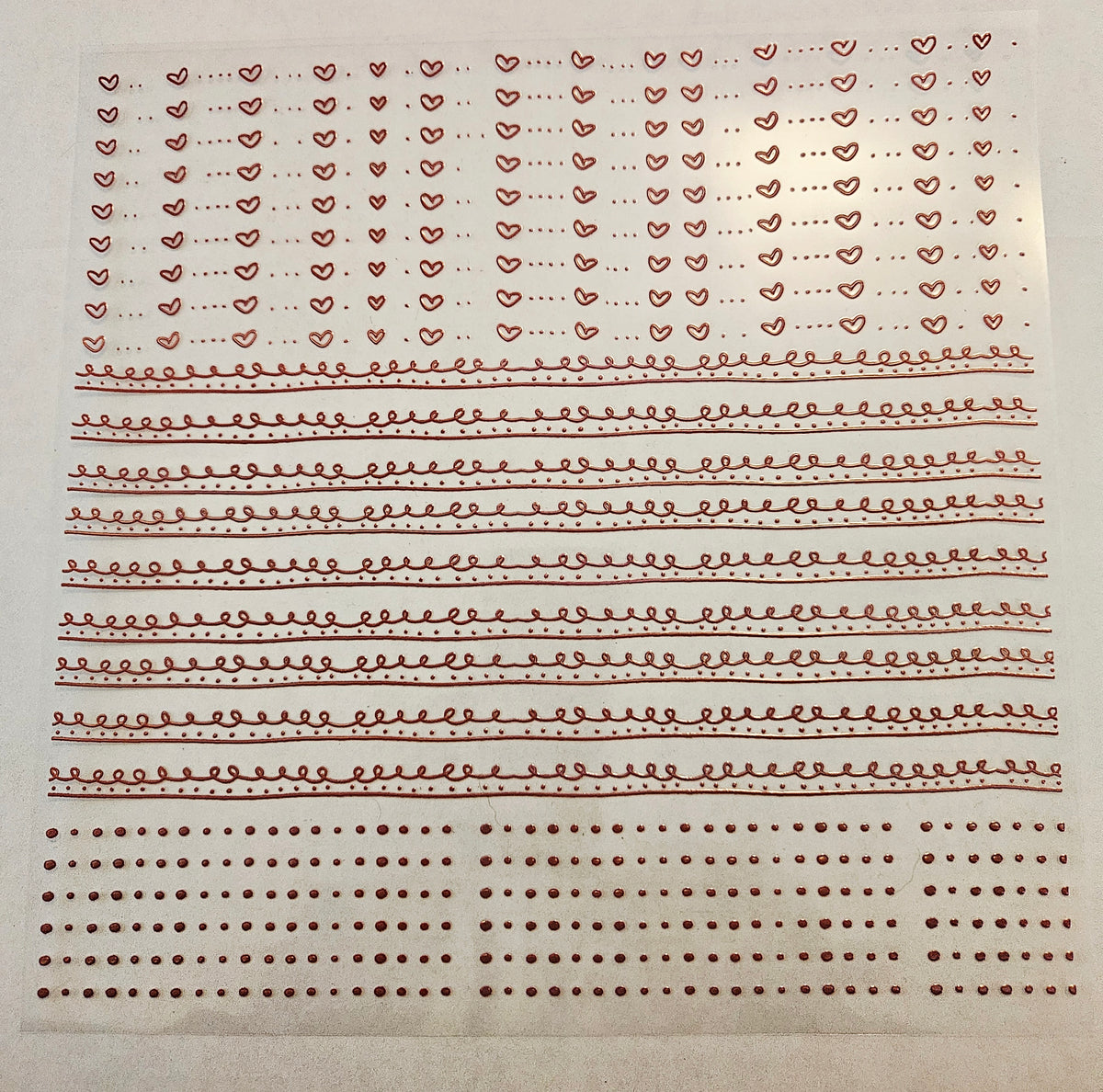 #17 Metallic UV DTF-Doodle Lines- hearts- available in Silver, Black Holo, Red Holo and Gold