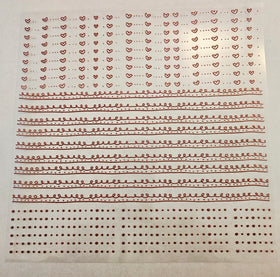 #54 Metallic UV DTF-Doodle Lines- hearts- available in Silver, Black Holo, Red Holo and Gold