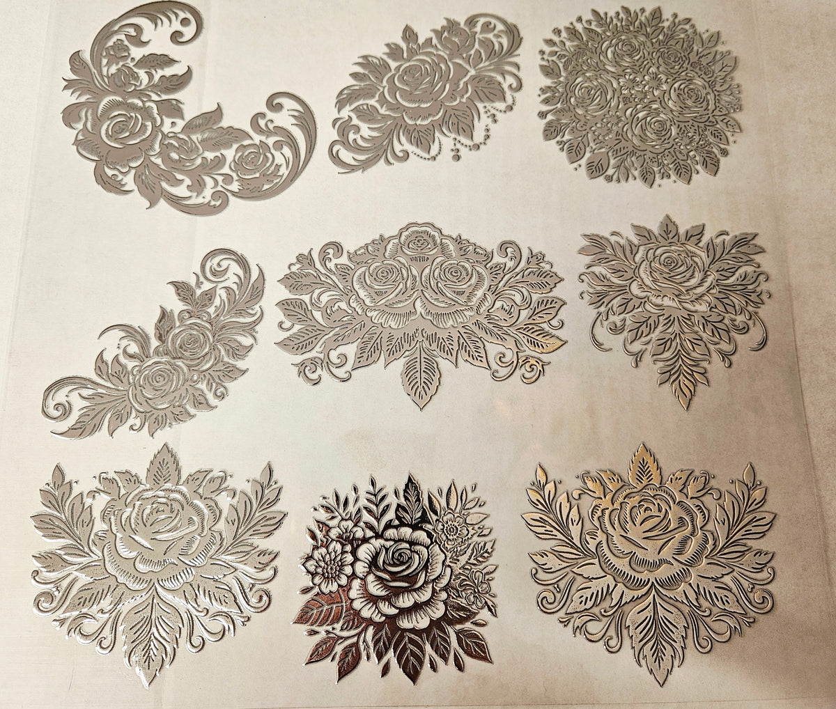 #42 Metallic UV DTF- Floral- available in Gold, Silver