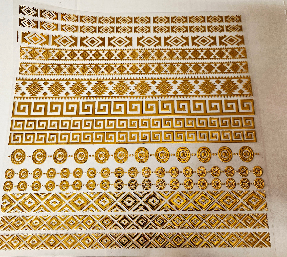 Aztec Rug Border #46 Metallic UV DTF-Aztec Borders- available in Gold, Silver – Kraft Craze