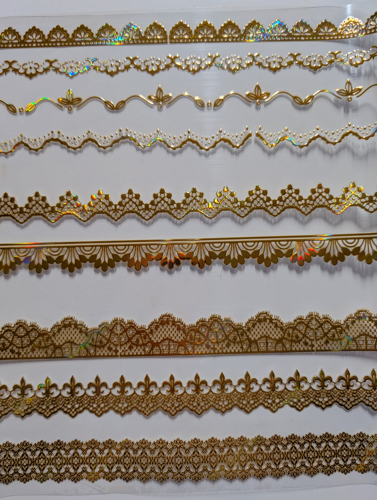 #127 Metallic and Holographic Lace Borders 3 color options