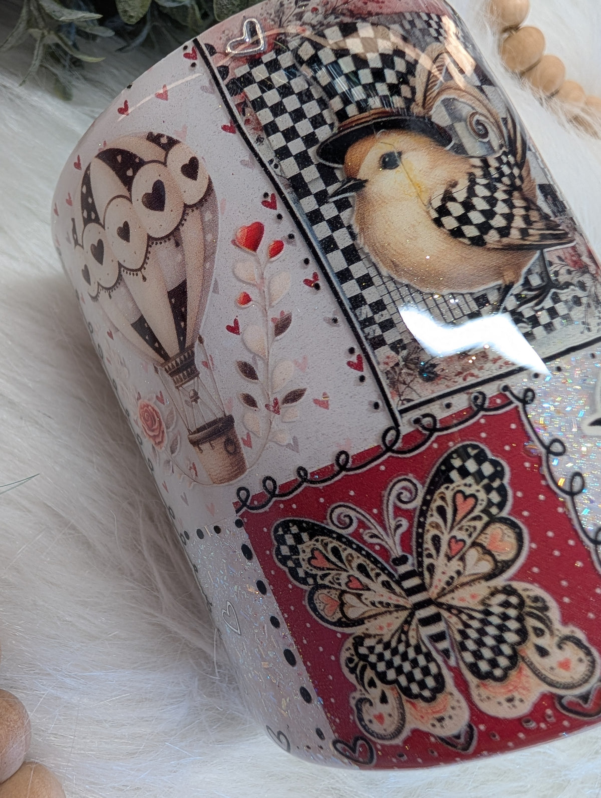 12oz Checkered Love Coffee Mug Stainless steel finished Tumbler