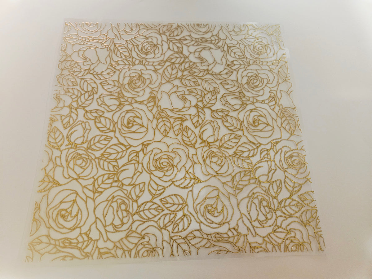 #12 Metallic UV DTF- Rose Outline- available in Gold and Silver