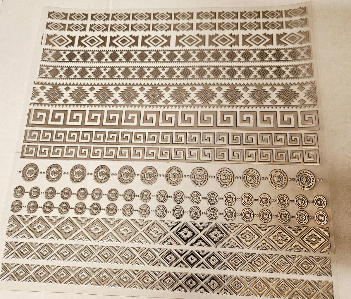 #46 Metallic UV DTF-Aztec Borders- available in Gold, Silver