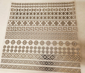 #46 Metallic UV DTF-Aztec Borders- available in Gold, Silver