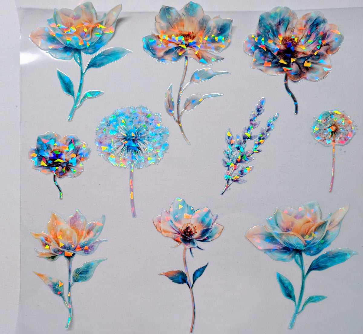 #104 Iridescent floral Holographic