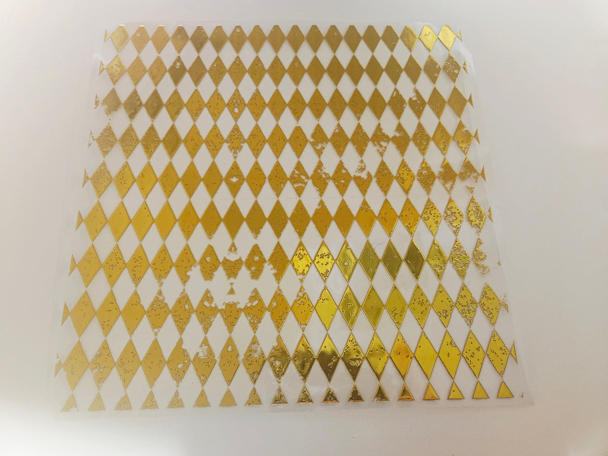 #13 Metallic UV DTF-Distressed Harlequin- available in Gold and Silver