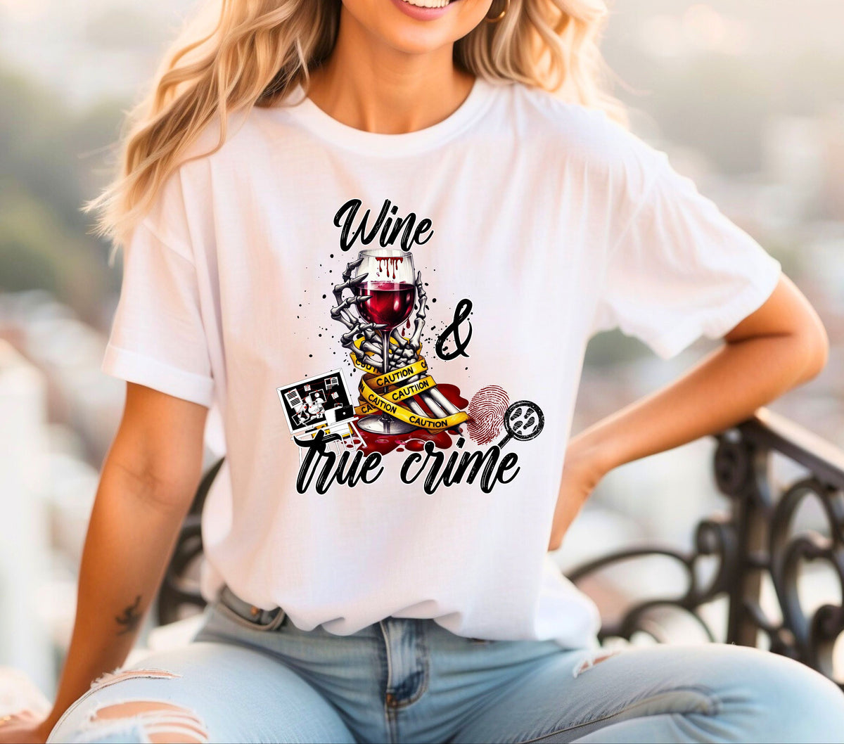 Wine and true crime DTF Transfer