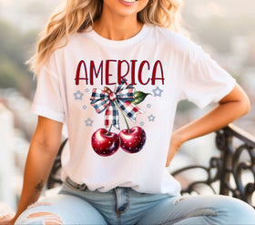 America Cherry Bow DTF Transfer