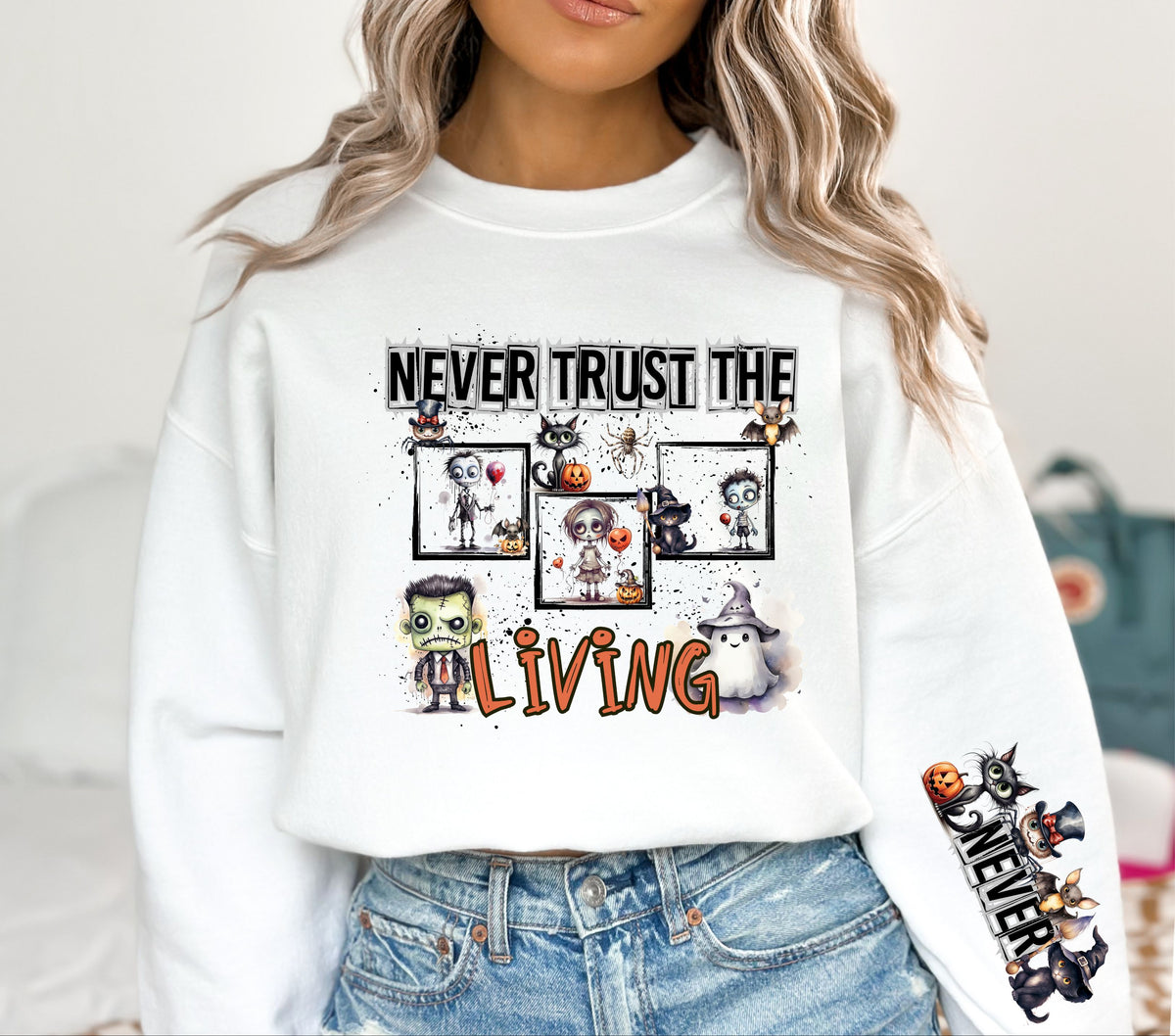 Never trust the living Halloween DTF Transfers- 2 piece set
