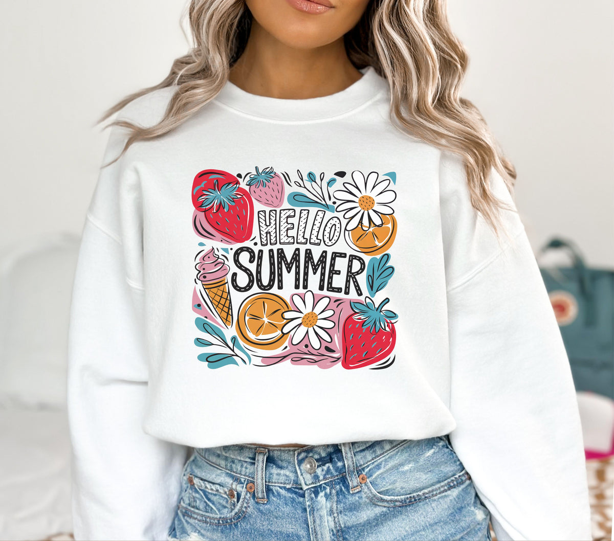 Hello Summer strawberry DTF Transfers