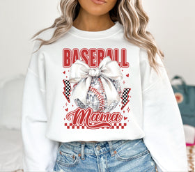 Baseball mama red check DTF Transfers