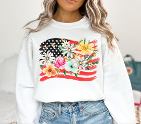 American Floral Flag DTF Transfers