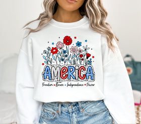 America floral DTF Transfers