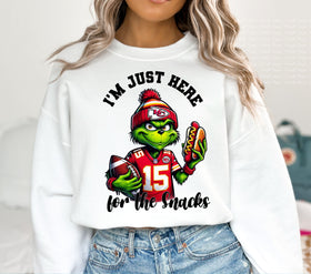 I'm just here for snacks Chiefs Grinch  DTF Transfers