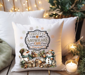 Frosty's Snowflake Cafe DTF Transfers for pillows and towels