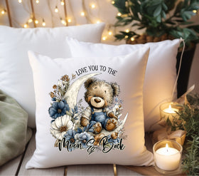 Love you to the Moon and Back Blue Bear DTF Transfers for pillows