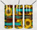 Sunflower Teal Vinyl Wrap for 20oz straight