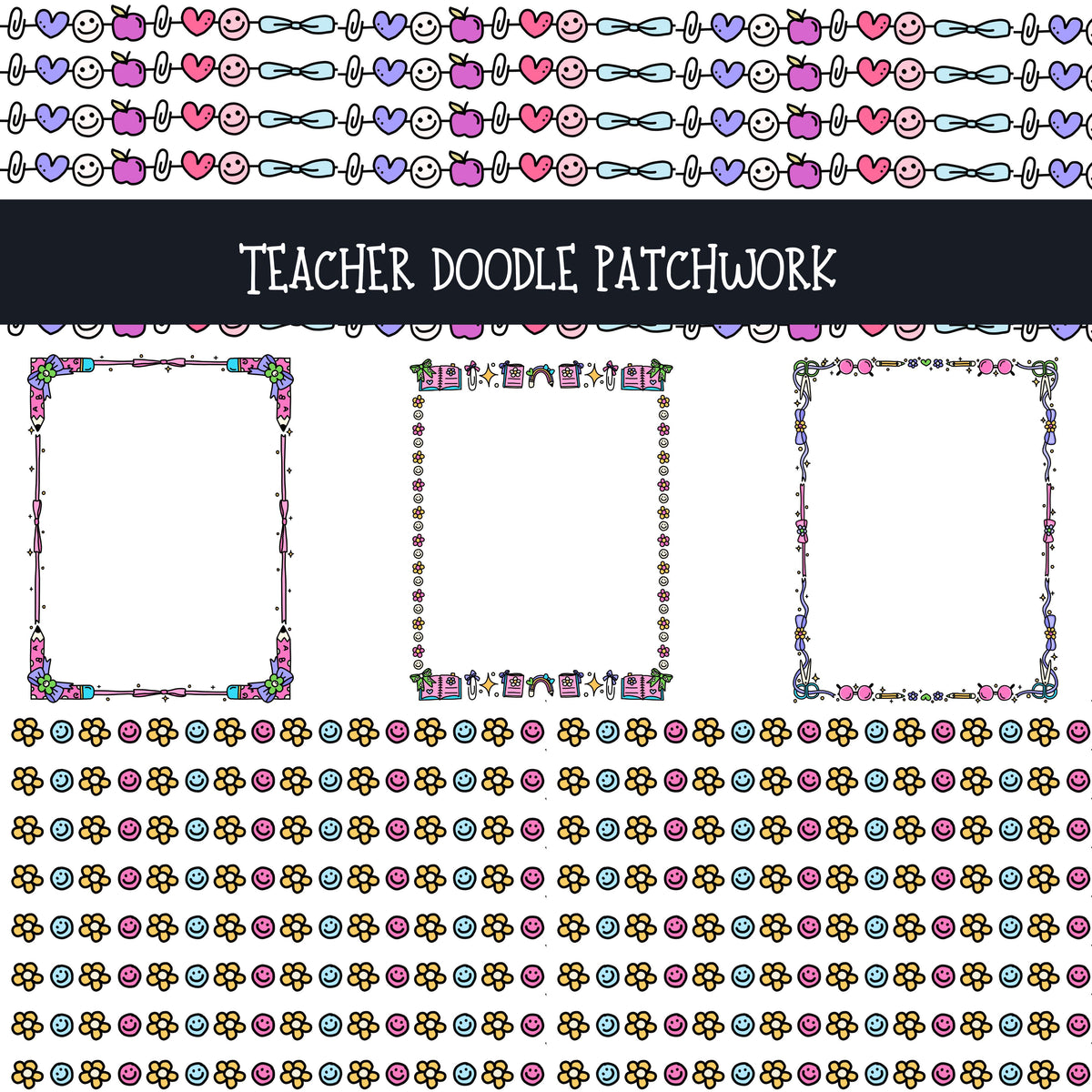 Teacher Doodle Patchwork Set
