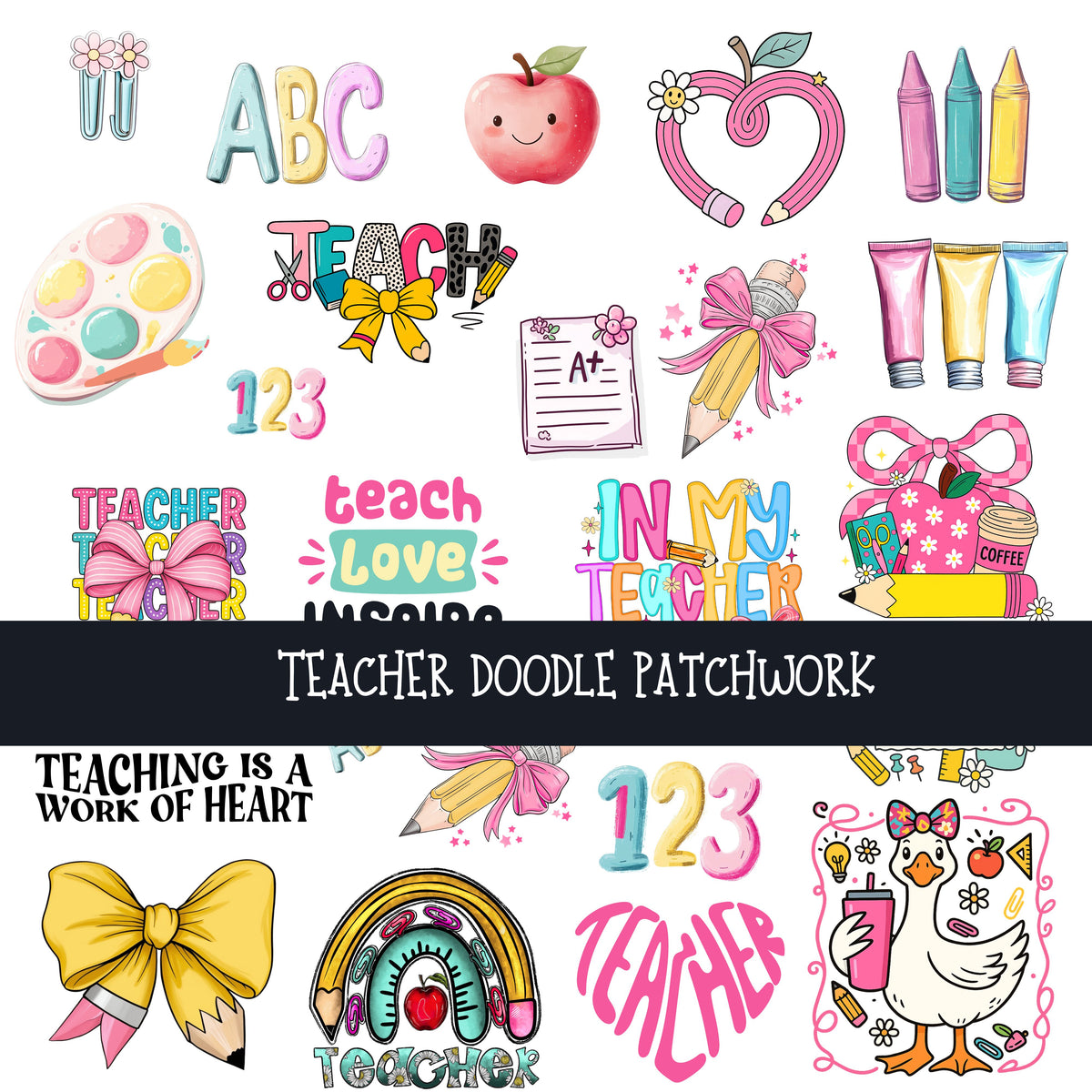 Teacher Doodle Patchwork Set
