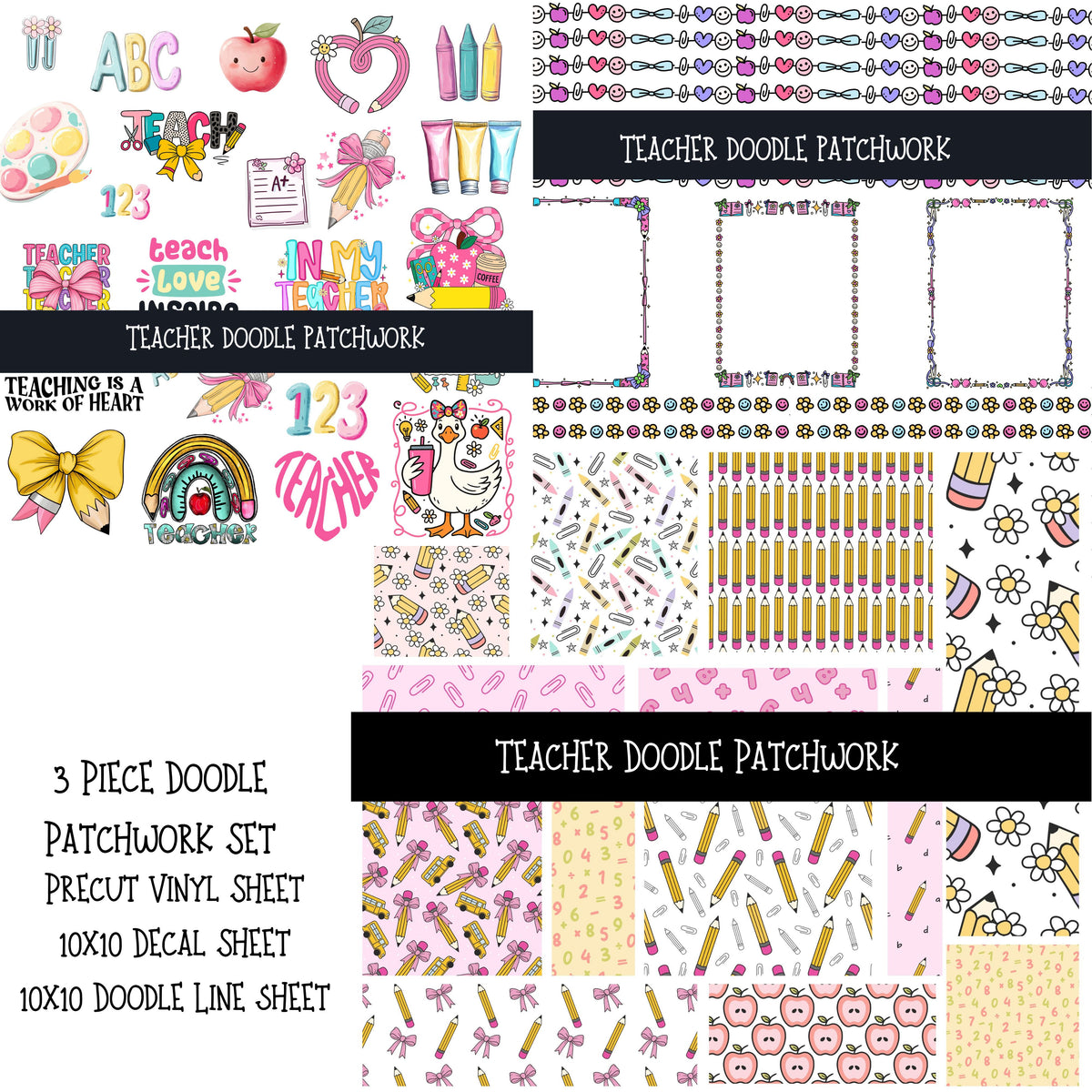 Teacher Doodle Patchwork Set