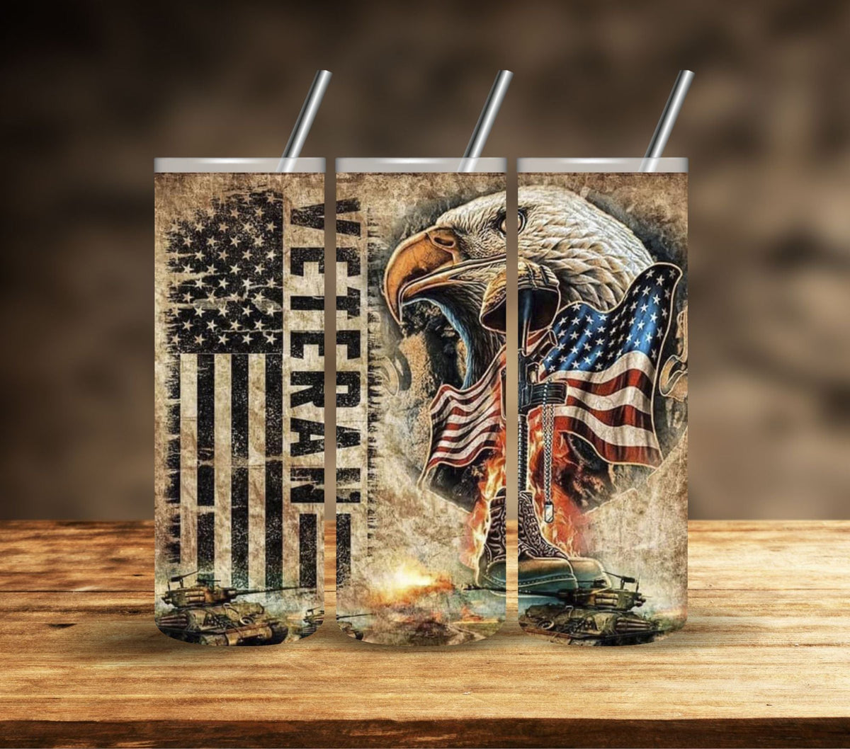 Veteran  vinyl tumbler wrap