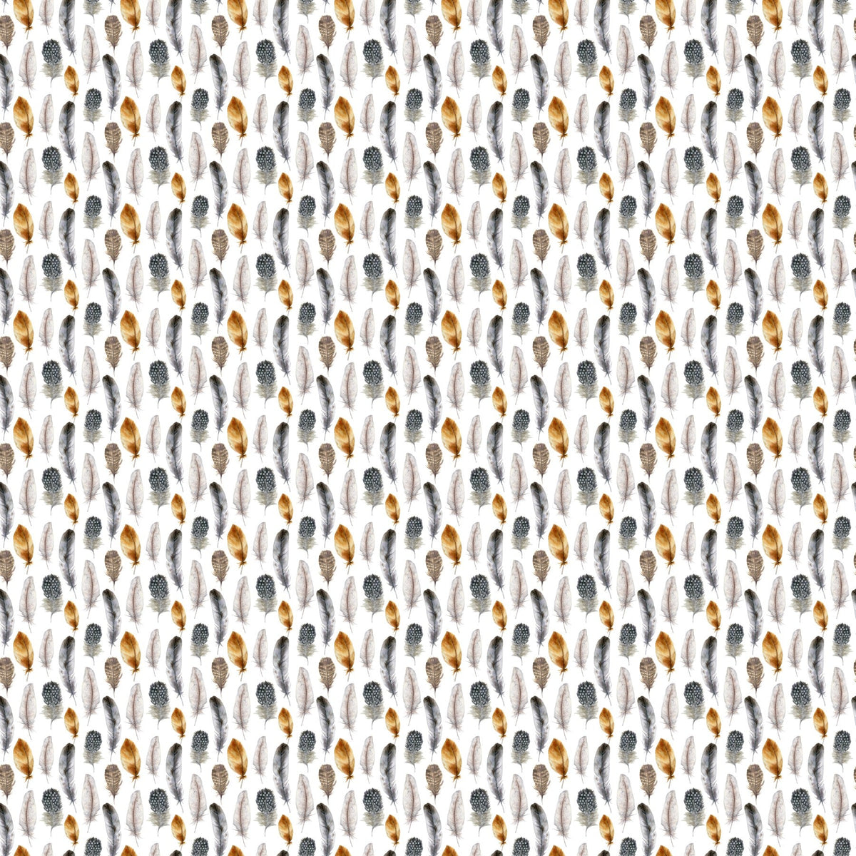 Brown And Gray Feather Water Color - Adhesive Vinyl