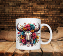 western bull skull with sunflowers uv dtf decal