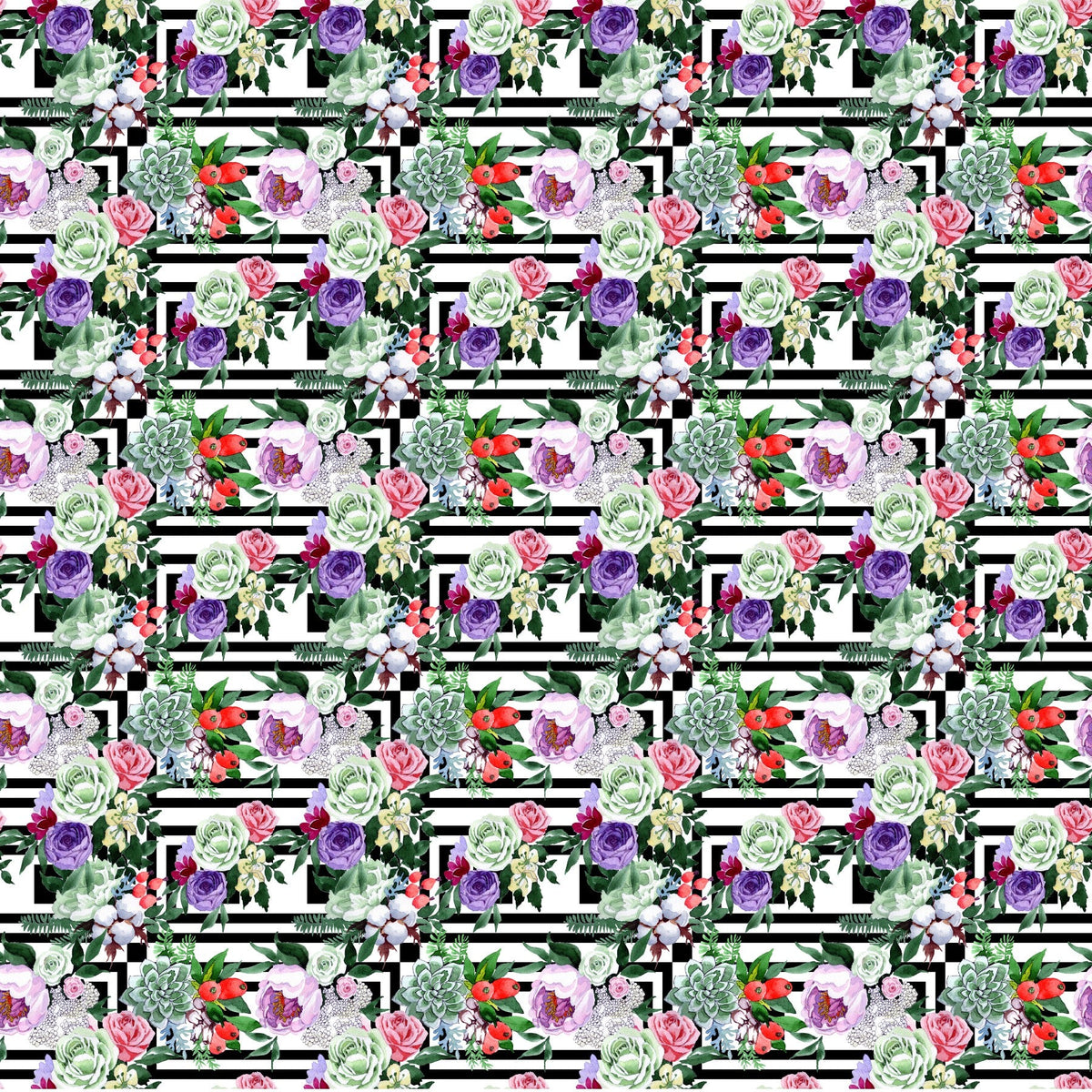 Flowers On Squares - Adhesive Vinyl