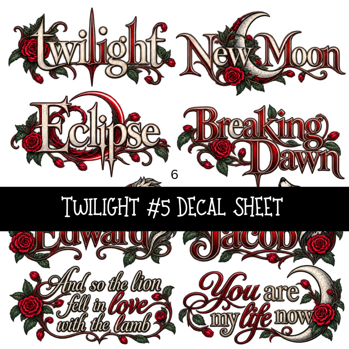 Twilight UV DTF Decal sheets 6 Designs available