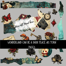 wonderland can be a dark place Torn Pages - UV DTF Decal sheet