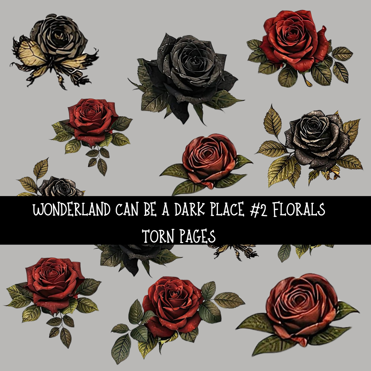 wonderland can be a dark place Torn Pages - UV DTF Decal sheet